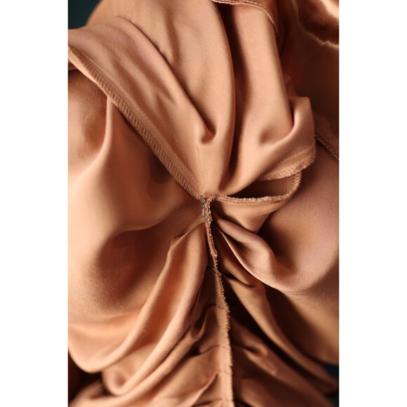 Vintage Niki Livas Y2K Bronze Gold Satin Beaded Pin Up Formal Glam Dress Size 10 - Picture 7 of 16